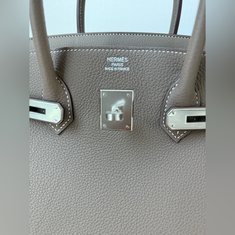 NEW Hermes Birkin 35 Ètoupe Togo Leather bag with Palladium Hardware,stampW 2024 - Picture 13 of 17